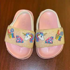 Toddler girls unicorn pool slide